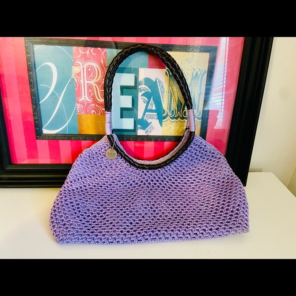 The SAK lavender crochet hobo handbag
